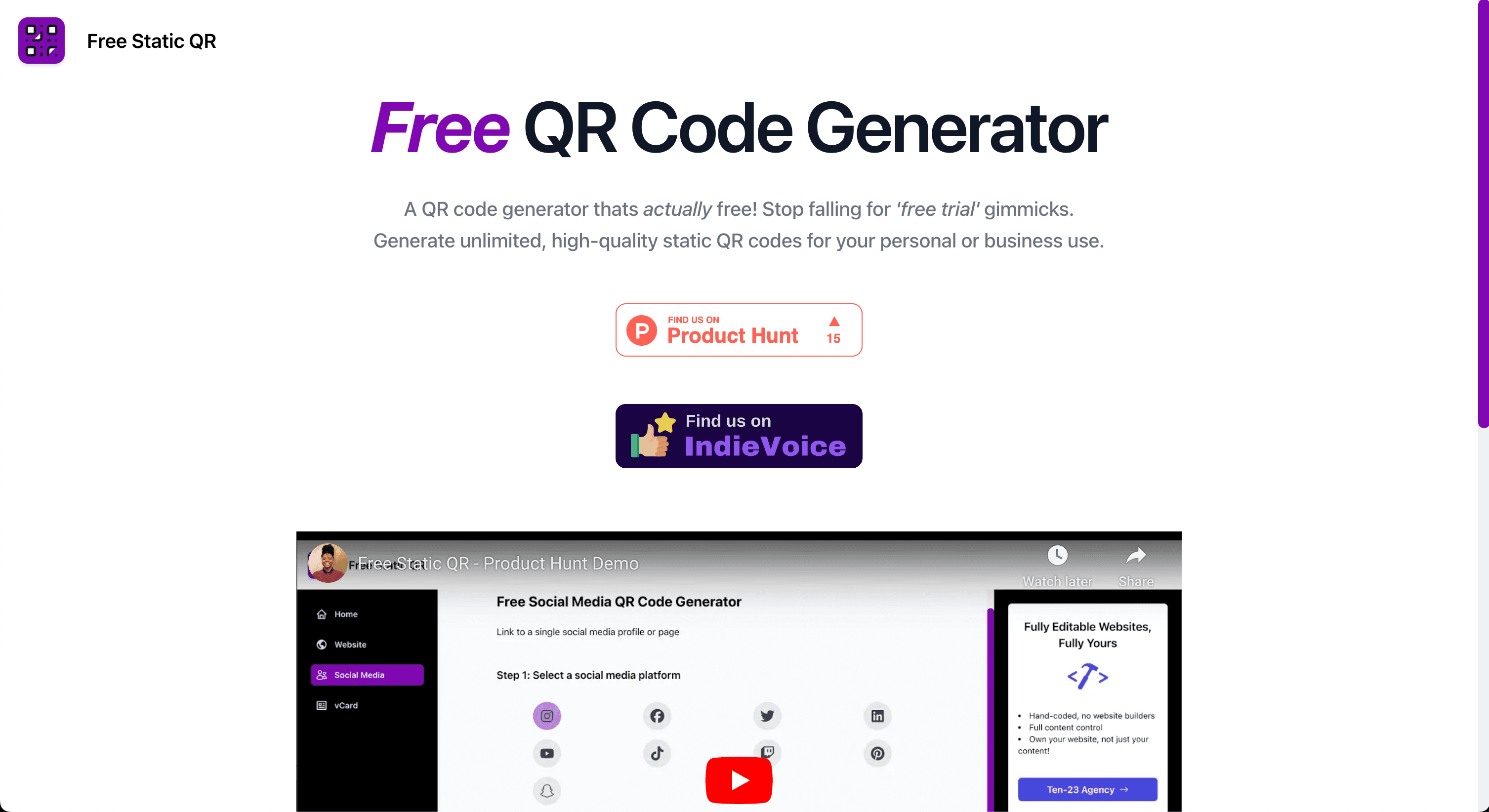 Static QR home page